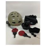 Bullet bike helmet, lock with keys and more