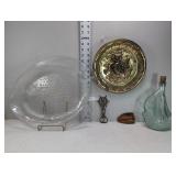 Nautical Lot with Light Blue Glass Ship Bottle