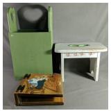 Wooden Lot Includes Small Bench Measures