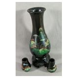 Chinese Hand Painted Lacquer Vase With Stand And