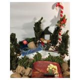 Christmas decor, including mini trees 10in - 13in