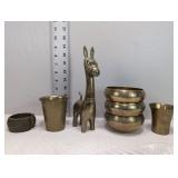 Uniquely Marked Stippled Brass Bowls, Donkey,