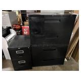 Three filing cabinets, one with key! - measures