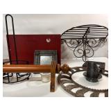 Home decor, including two metal framed mirrors 6in