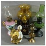 Five Vintage Oil / Kerosene Lamps Various Sizes