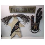 Hen and Crow 23" Decorative Wood Art