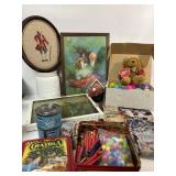 Assorted home decor and more, including Cat Bag
