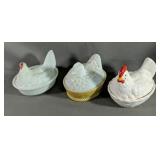 Three Vintage Chickens A 1973 Avon Chicken Hen On
