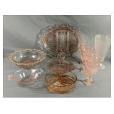 Pink Depression Glass Lot Includes Three Glasses,