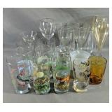 Glass Lot Includes Wine Glasses, Two Colored