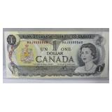 Bank of Canada 1973 One Dollar Bill