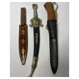 Set Of Three Unique Knives With Sheath