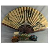 Large Vintage Asian Folding Fan Measures