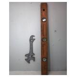 Vintage 13' Multi Wrench and 28' Stanley Level