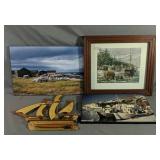 Fishing Pictures With Small Wooden Ship Wall