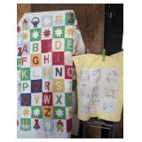 Wicker Basket w/ Charming Handmade Quilts