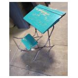 Vintage Teal Fold Up School Desk