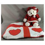 Handmade Blanket Hearts On One Side Flowers On