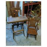 Vintage Wooden Child Highchair Measures
