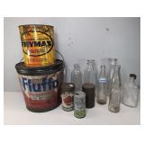 Selection of Vintage Metal Cans and Glass Bottles