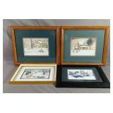 Four Small Winter Scene Pictures Check Pictures