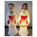 Vintage carolling blow moulds, stand 30in