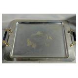 Silver Serving Tray With 24K Inlay Measures