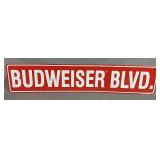 Metal Budweiser BLVD. Sign Measures Approximately