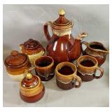 Vintage 1970's Brown Drip Glaze Pottery Tea Set