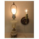Vintage Slag Glass Lamp and Nautical Wall Sconce