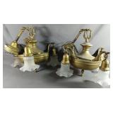 Two Vintage Light Fixtures One Three Arm (