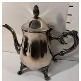 Vintage Footed Teapot silverplate with Flowers on