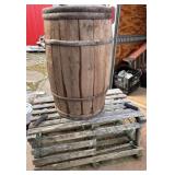 Unique wooden barrel with lobster trap - barrel