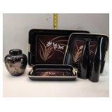 Vintage Japanese Nesting Trays and Hand Painted