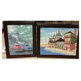 Vintage car in Old Havana painting