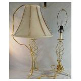 Pair Of Metal Base Lamps One With Shade One