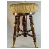 Antique Wooden Stool With Claw Like Footed Legs