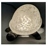 Vintage Turtle Night Light Brass Base Glass Shade