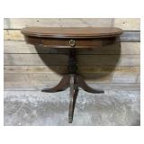 Clawfoot half moon wall table w/drawer