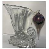1930s Glass Cornucopia Swirling Vase by Heisey