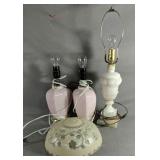 Lamps With No Shades ( All Powers On) With Glass