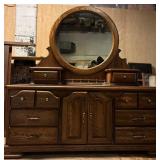 Wooden dresser and mirror