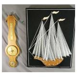 Handmade String Sailboat With Wooden Baromaster