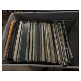 Large assortment of records in bin(no lid)