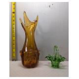 Lorraine Free Form Amber Blown Art Glass Vase and