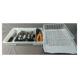 Dish Rack And Cutlery Tray With Utensils