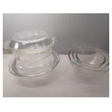 2 Pyrex Clear Glass Baking Dishes w/ Lids and 3