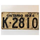 1934 Ontario License Plate