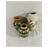 Three Small Vases One From Mexico