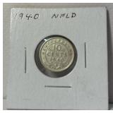 1940 NFLD 10 cent coin